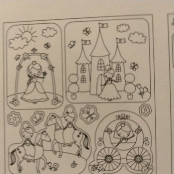 174 Coloring Stickers Party Favor 5 Designs Unicorn Princess Best Friends - Picture 9 of 10